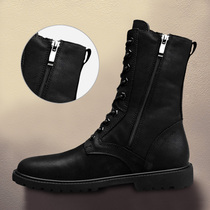 Martin boots mens high mens shoes black mens cowhide leather boots 2021 new explosive plus velvet warm cotton shoes