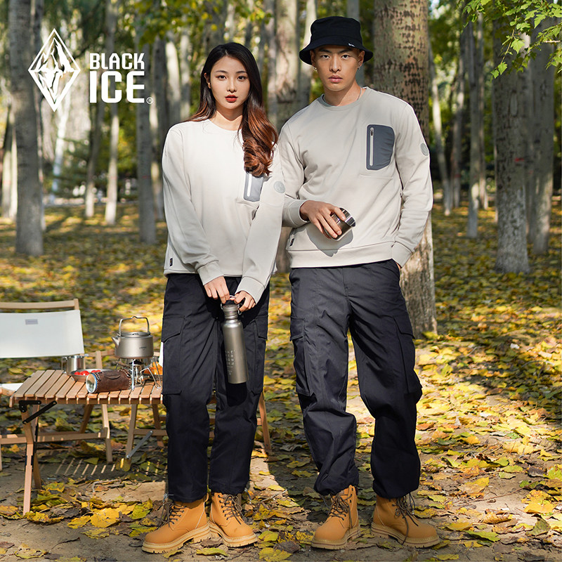 Winter new product BLACKICE black ice men and women with the same style plus velvet round neck sweater sports and leisure pullover F1201