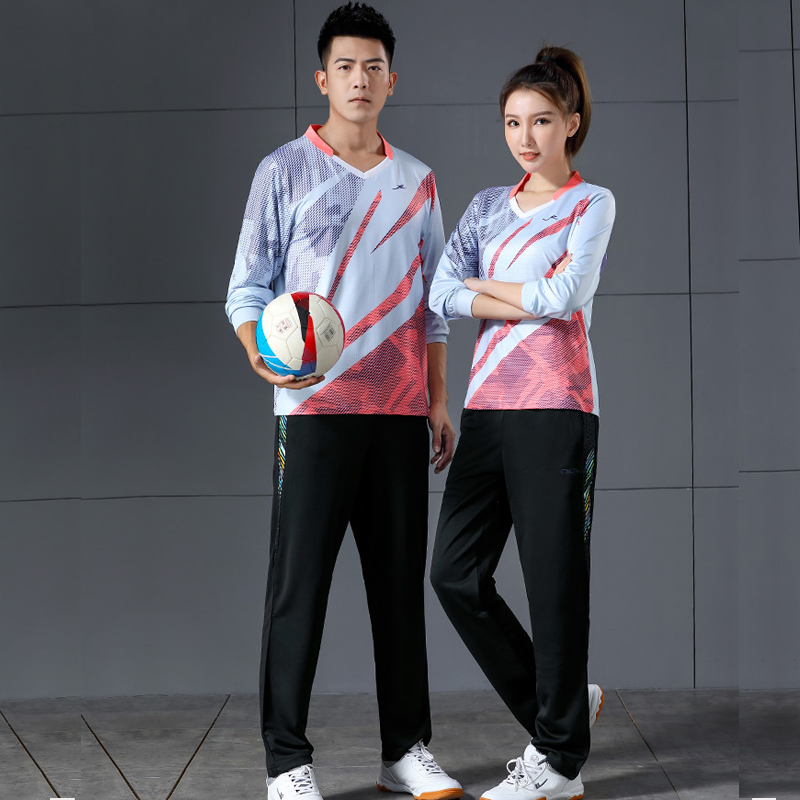 Air volleyball suit suit Long-sleeved badminton suit Men's and women's spring and autumn quick-drying table tennis suit competition training uniform printing