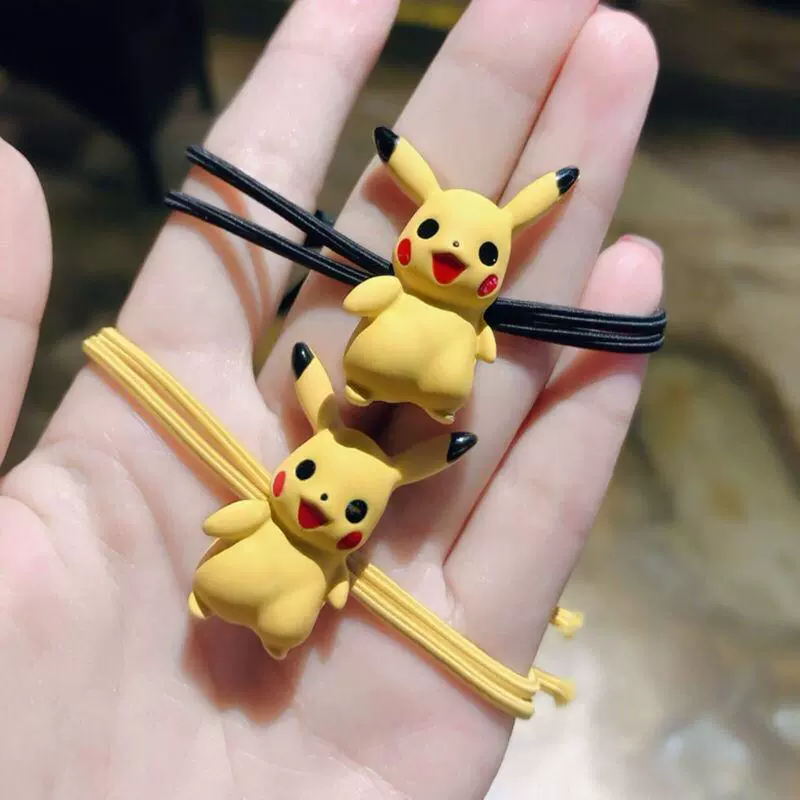 BQ vài sợi dây cao su nhỏ vòng đeo tay Pikachu dây tóc sử dụng kép phụ kiện dây đeo tóc mũ đội đầu dây lưới màu đỏ kẹp tóc kẹp tóc - Phụ kiện tóc