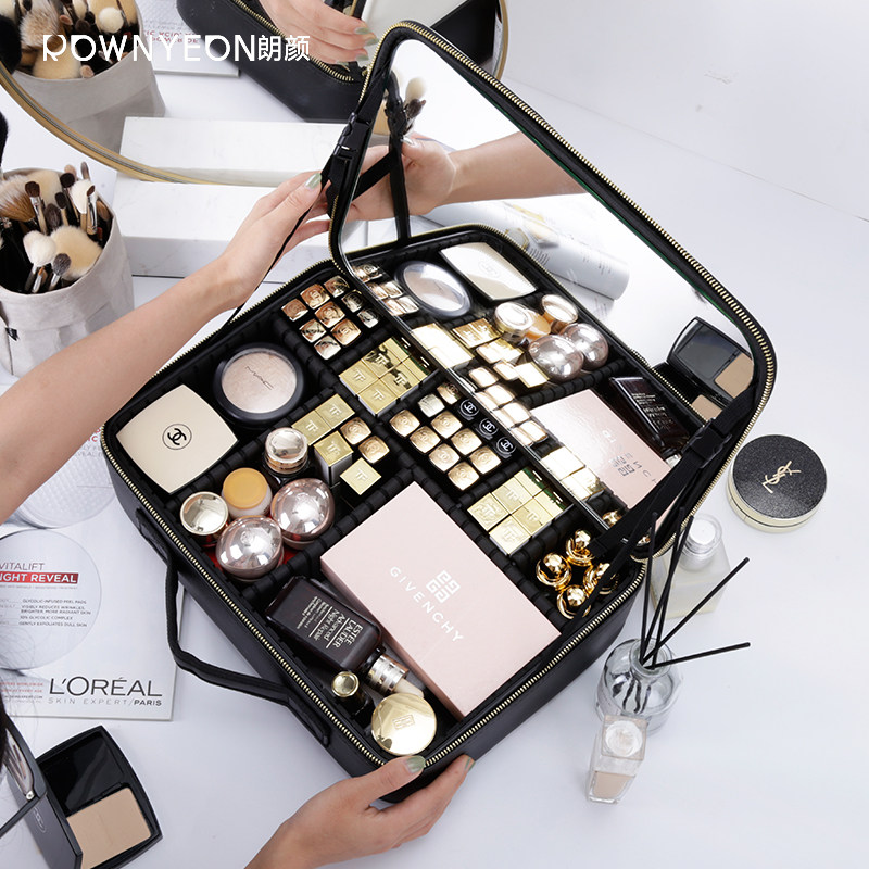 Lanye Makeup Package with Mirror and Makeup Artists Professional Case Mask Handbags Portable Box Household Travel