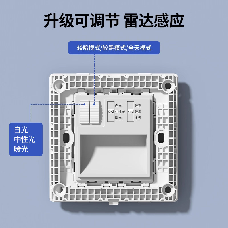 Radar Sensor Night Light Smart Led Aisle Corridor Foot Lamp 86 Type Staircase Embedded Kick Corner Lamp