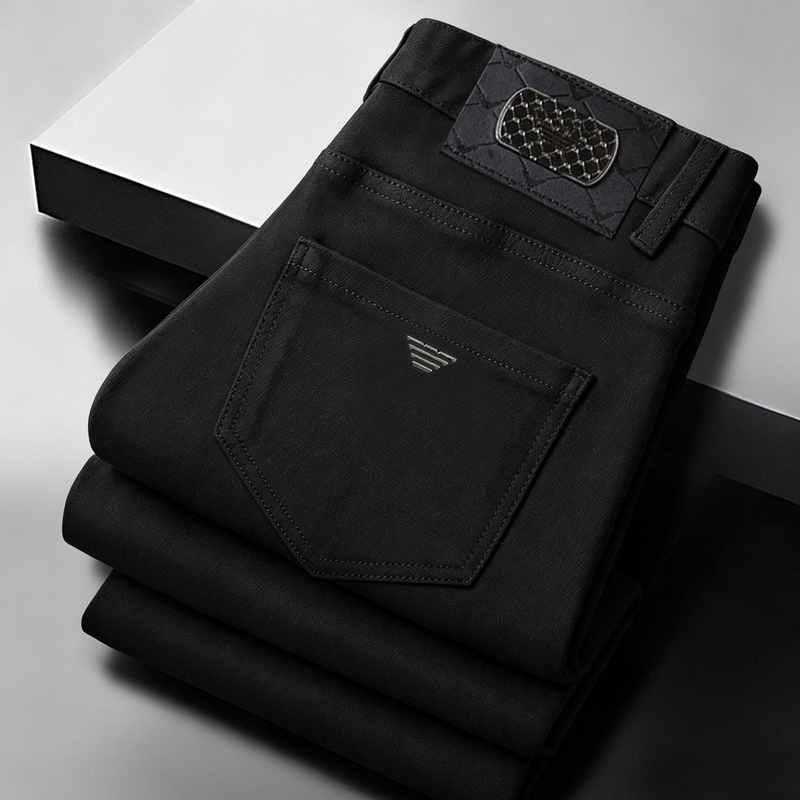 Pure Black Jeans for Men, Straight-Leg, Loose Fit, 2026 Autumn and Winter New Style, Stretchy, High-Waisted, Business, Plus-Size Casual Pants Pure Black Jeans for Men, Straight-Leg, Loose Fit, 2026 Autumn and Winter New Style, Stretchy, High-Waisted, Business, Plus-Size Casual Pants