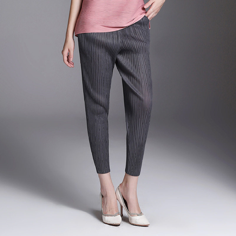 Triple Residence Pleated Smoke Pipe Pants 100 Hitch 2021 Spring Summer 90% Loose Elastic large size Thin Casual Pants