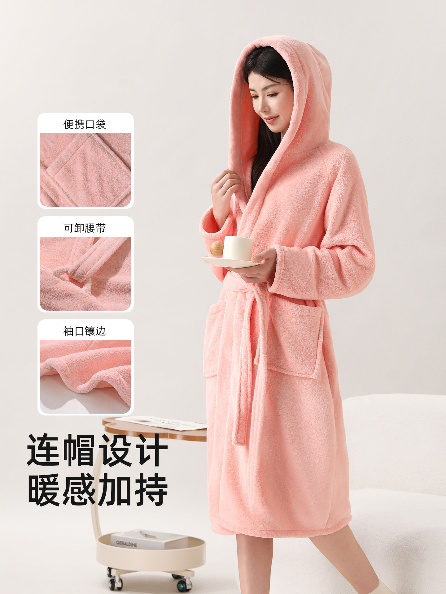 Light Rain Women's Bathrobe-Style Winter Thickened Hooded Bath Towel Can Be Worn as a Wrap, More Absorbent Than Pure Cotton, Quick-Drying, Suitable for All Seasons