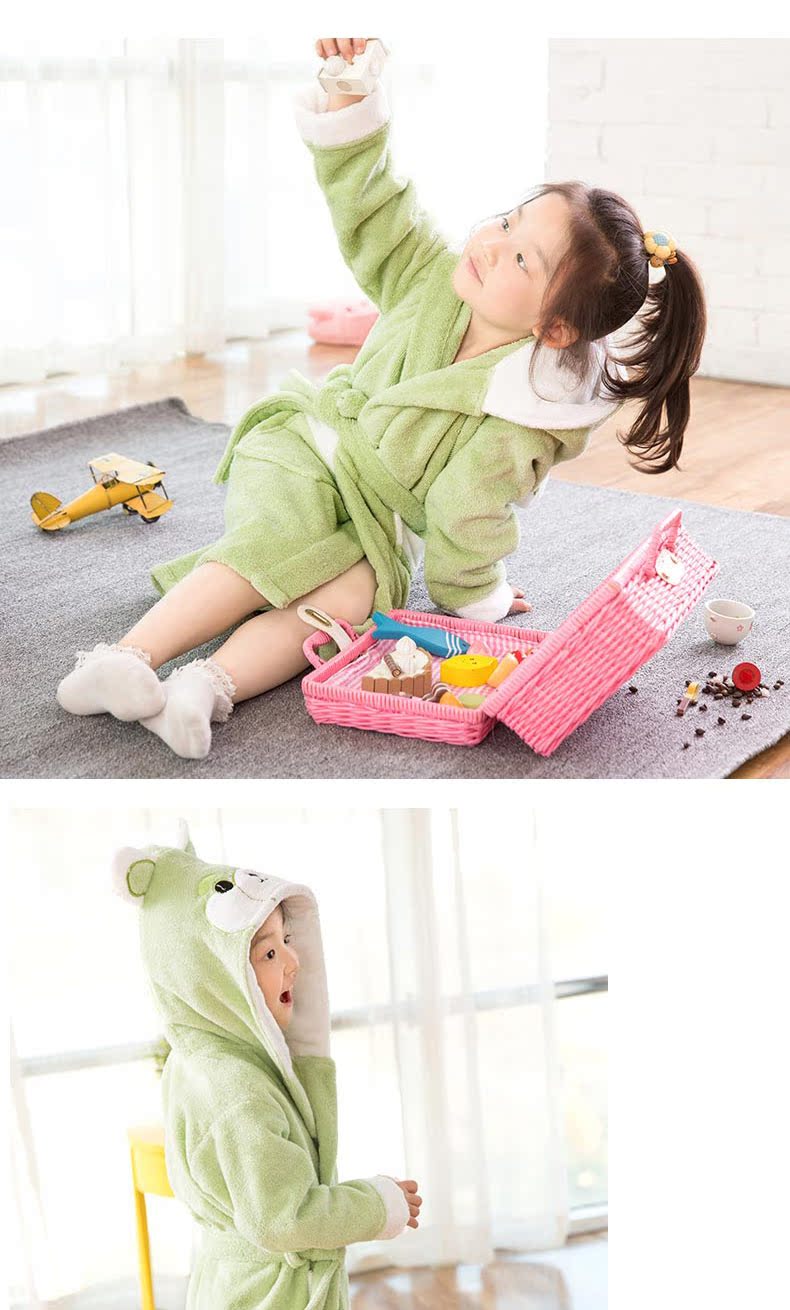mưa phùn đặc biệt dày trẻ em bông áo choàng tắm áo choàng tắm thấm bông khăn tắm mùa thu và mùa đông trùm đầu - Khăn tắm / áo choàng tắm khăn tắm khách sạn