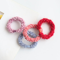 Tied hair leather band Thick high elastic leather sleeve hair rope Korean simple adult Hairband head rope net red flower head