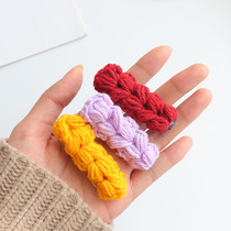 Wool braided hairclip girl color bangs side clip cute knitted net red Sen simple top clip duckbill hair card
