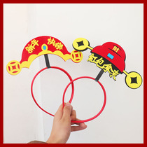 2021 new hair accessories Gongxi Fa Cai hair hoop Creative Sports activities dinner Red welcome year after year