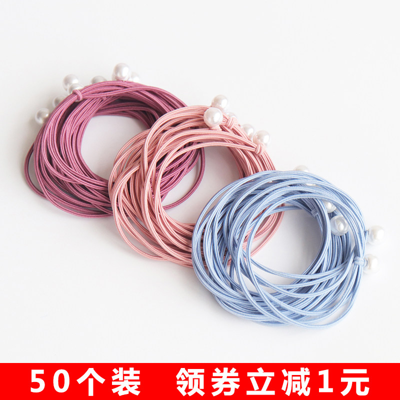 Brief about 100 hitch a head rubber band Korea Little Qing new head Rope Sen Female Series Pearls Handwoven High Elastic Hair Ring-Taobao