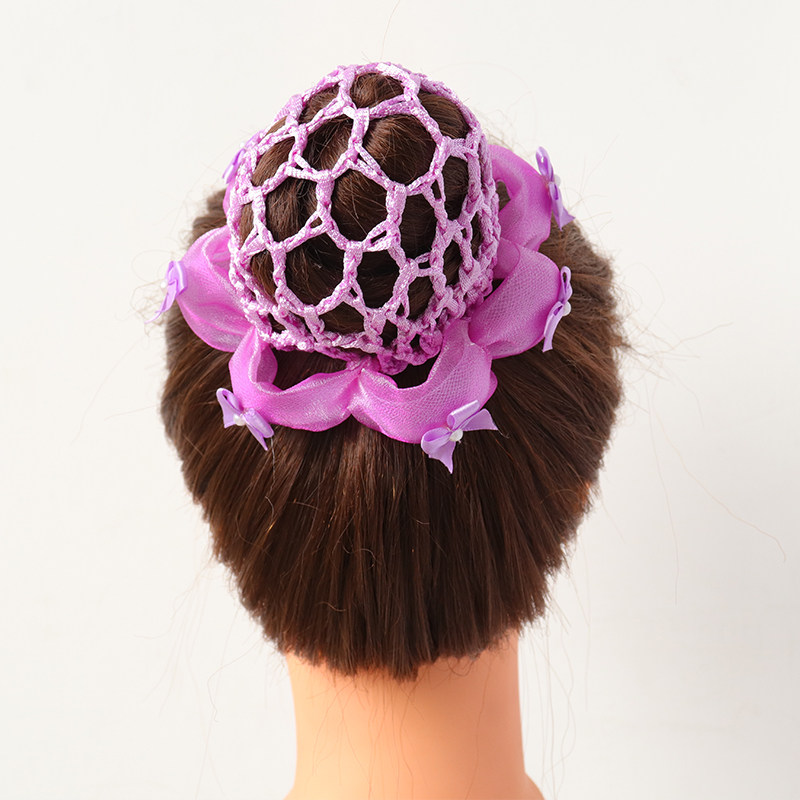 Hair-netted dance flies children's butterfly-bow pearl hair professional hair mushroom flowers and mushroom hair