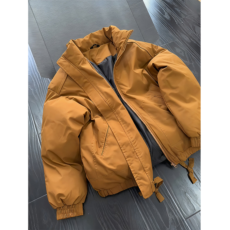 American-Style Warm down Cotton Jacket for Men, Winter Thickened Melard Puffer Jacket, Cleanfit Short Cotton Coat