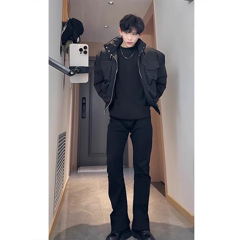 Bomber Short Cotton Jacket for Men, Winter American-Style Regular Shoulder Flight Jacket, Oversized Light Cavalry Padded Coat Bomber Short Cotton Jacket for Men, Winter American-Style Regular Shoulder Flight Jacket, Oversized Light Cavalry Padded Coat