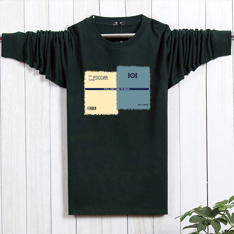 Đàn ông dài tay mới cộng với phân bón áo thun XL mùa xuân và mùa thu cotton cổ tròn chất béo áo sơ mi nam quần áo mùa thu quần áo áo polo nam uniqlo