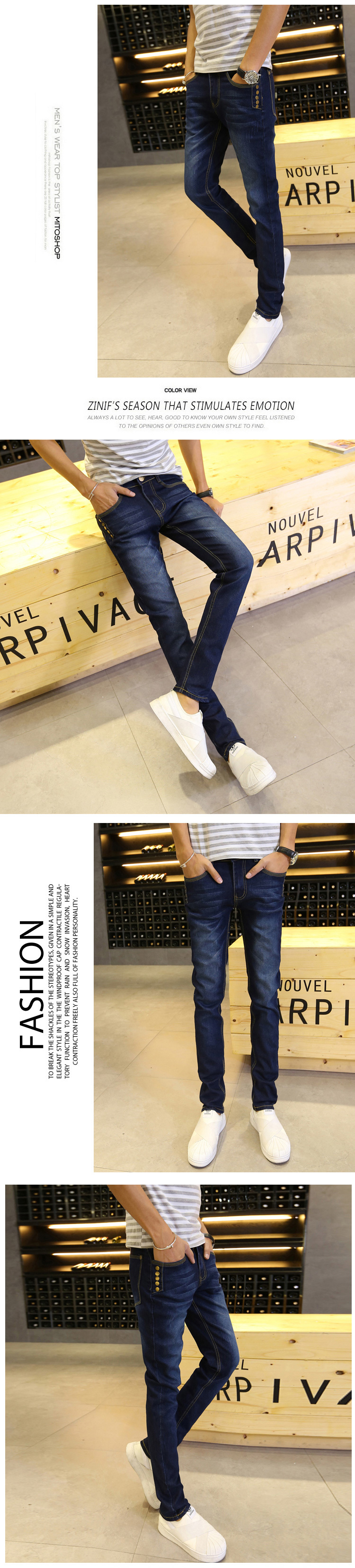 Jeans pour adolescent pieds Slim pour Quatre saisons - Ref 1465286 Image 16