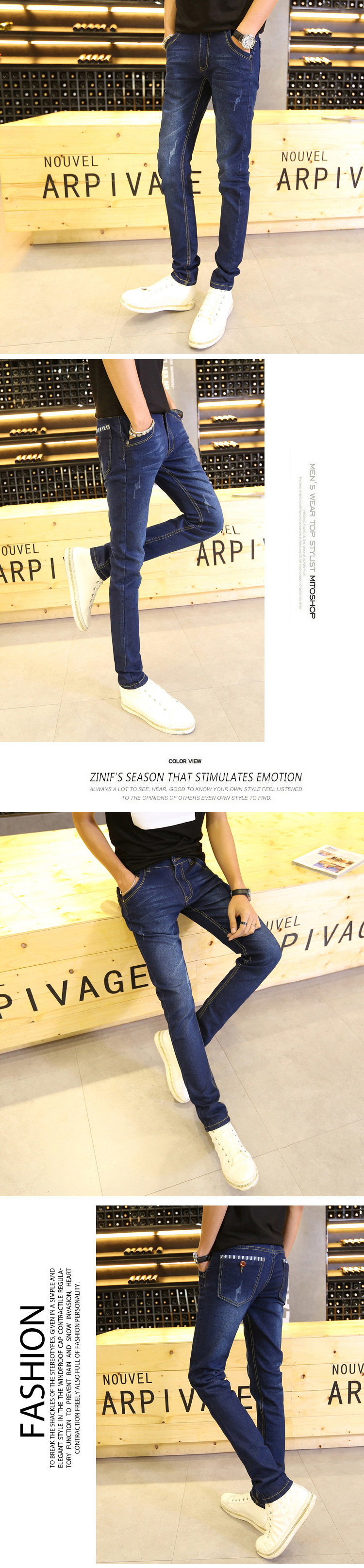 Jeans pour adolescent pieds Slim pour Quatre saisons - Ref 1467719 Image 32