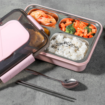 Portable grid lunch box 304 stainless steel plate plastic public office worker student lunch box Insulation lunch box