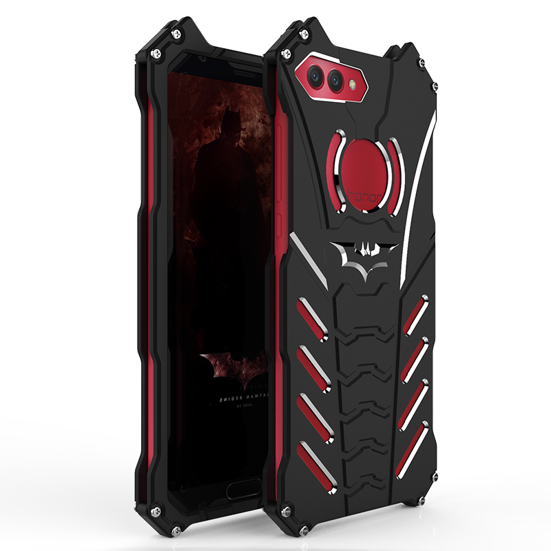 R-Just Batman Shockproof Aluminum Shell Metal Case with Custom Batarang Stent for Huawei Honor V10