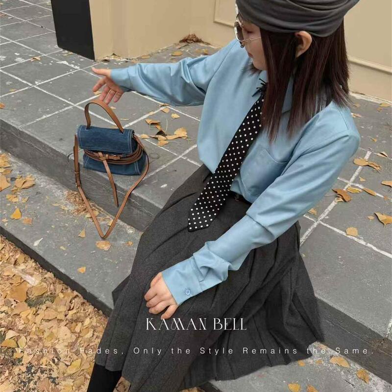 Nanyou Women's Clothing Women's Shirt Spring Square Collar Layered Polka Dot Tie Loose Top Office Wear