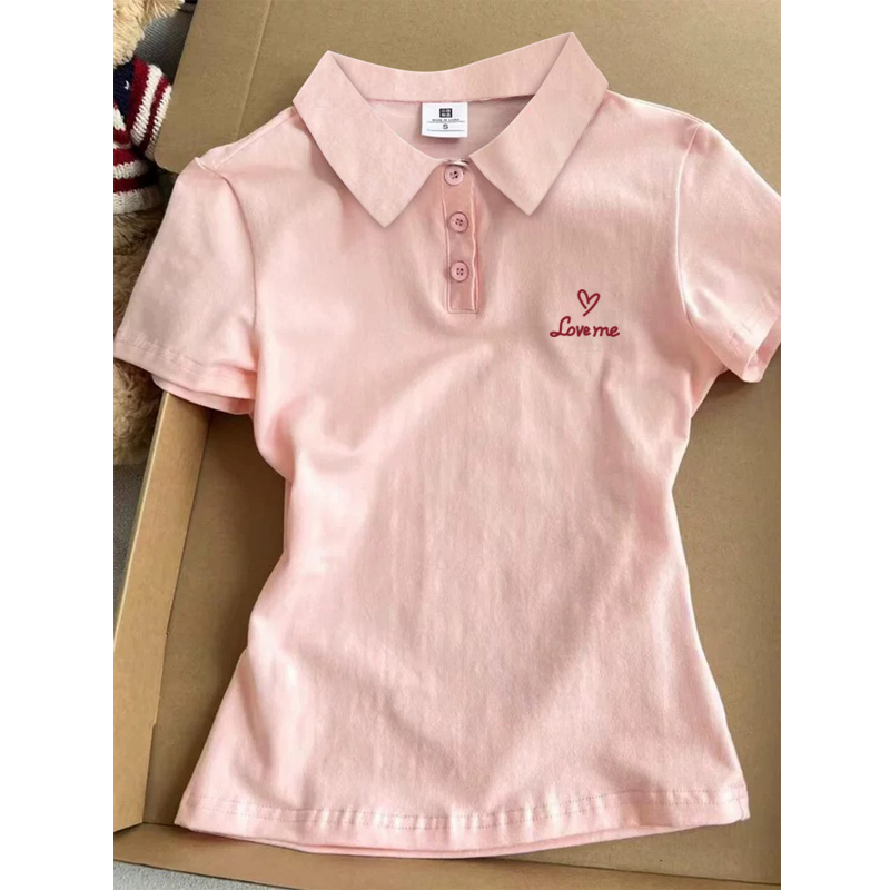 Japanese-Style Preppy Polo Shirt T-Shirt for Women 2026 New Summer Model, Very Flattering, Slimming, High-End Feel, Collared Top Japanese-Style Preppy Polo Shirt T-Shirt for Women 2026 New Summer Model, Very Flattering, Slimming, High-End Feel, Collared Top