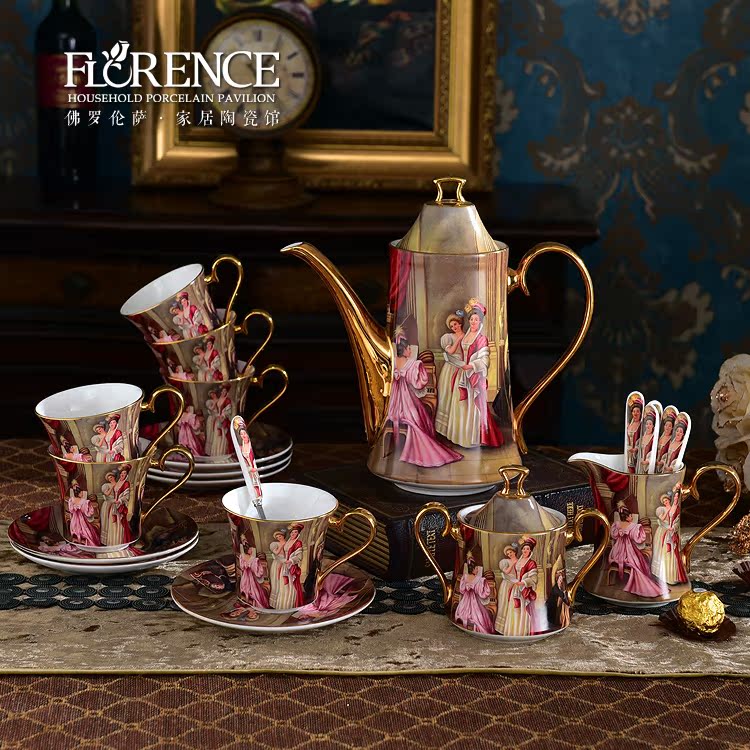 New Chinoiserie Bone China Afternoon Tea Coffee Tea Set Creative European and British Ceramic Coffee Cup Black Tea Cup