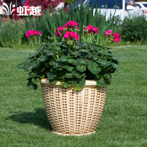 (Hongyue) Huajin self-produced imitation rattan flower pot 12 16 inch plastic flower pot garden decoration