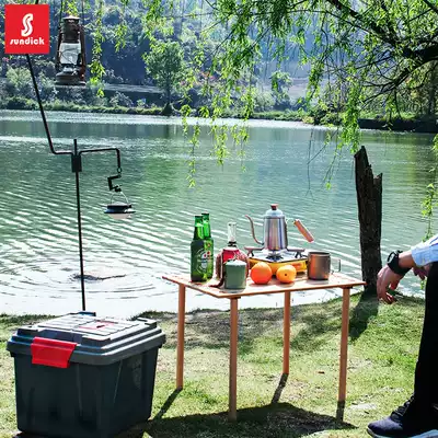 Mountain customer outside camping egg roll table Kermit folding table solid wood picnic portable table locomotive self driving light