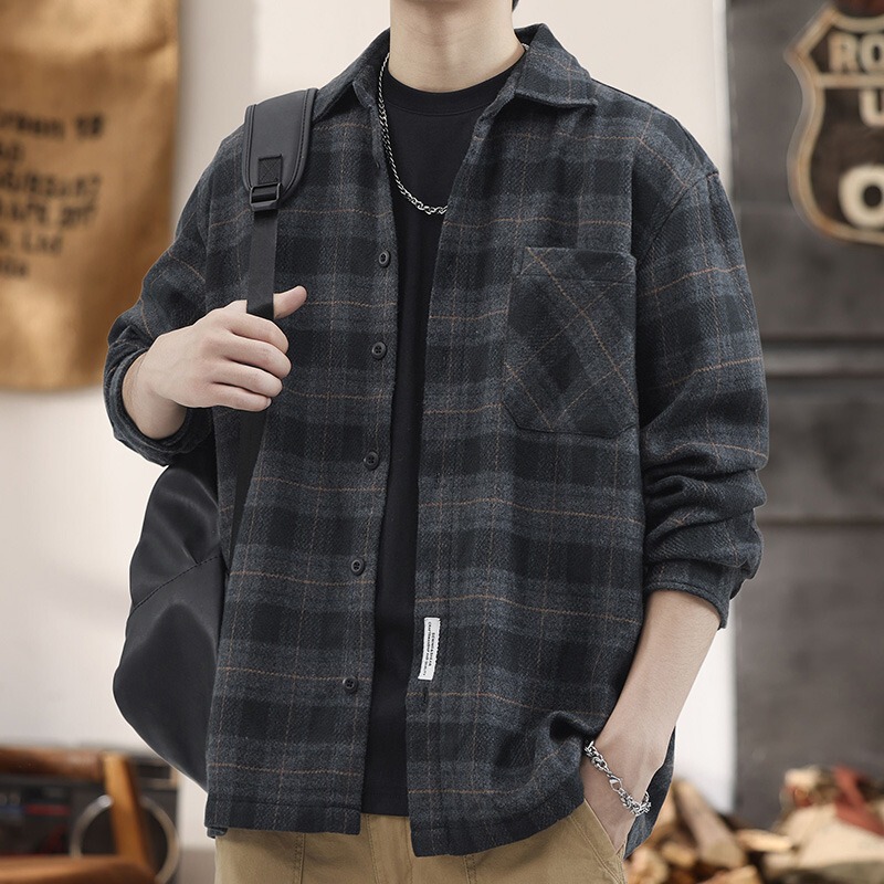 High-End, Cool and Casual Plaid Jacket for Men, Autumn Loose-Fitting Plus-Size Shirt Jacket for Big and Tall Men High-End, Cool and Casual Plaid Jacket for Men, Autumn Loose-Fitting Plus-Size Shirt Jacket for Big and Tall Men