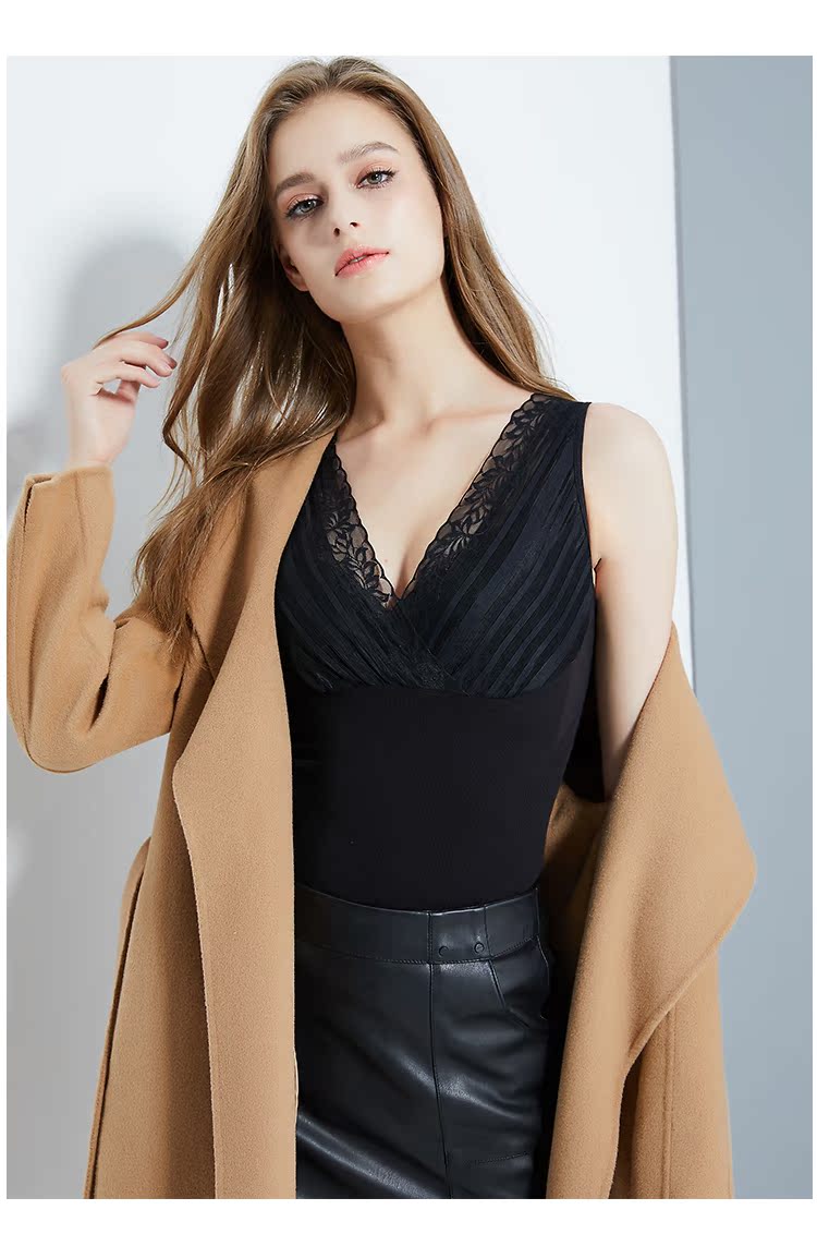 Mùa thu đông terry ấm áp vest nữ cổ chữ V ren body body định hình đồ lót đồ lót Đồ lót thon gọn bụng áo liền mạch do lot nu