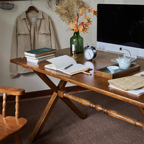 North American town American full solid wood dining table rectangular 4 people retro dining table restaurant 6 people home eating table