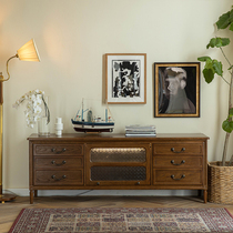 North American town American solid wood TV cabinet retro containing home living room small family type floor video and audio audiovisual cabinet