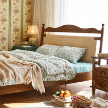 North American town Wagner double bed American full solid wood main sleeper home retro oak weave 1 8 m bed