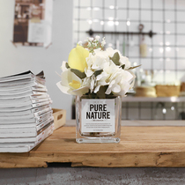 Yilan Nordic modern simple square cylinder vase bouquet ornaments home living room wine cabinet simulation flower arrangement decorations