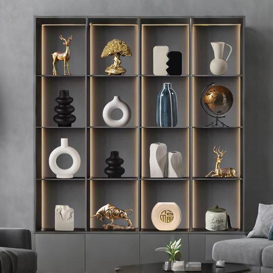 New Chinese-Style Leadership Office Decorations, Light Luxury, High-End and Elegant Tea Room Display Racks, Decorative Crafts