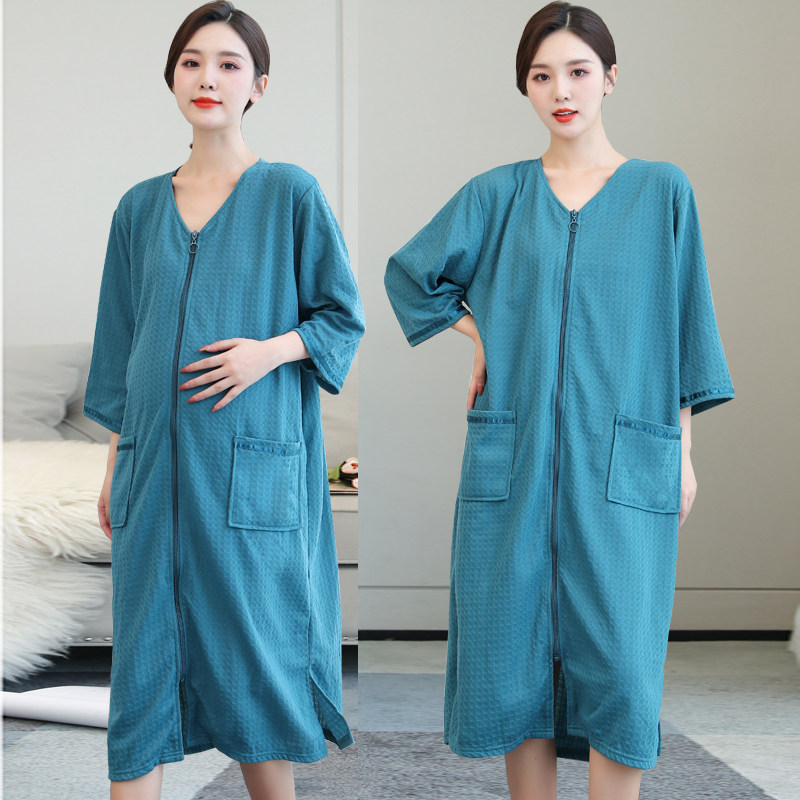 Sleepwear Lady Spring Autumn Thin style One-piece Pyjamas Men Loose Pregnancy Mom Sleeping Dress Anti-Walking Light Bathrobe Sleeping Robe