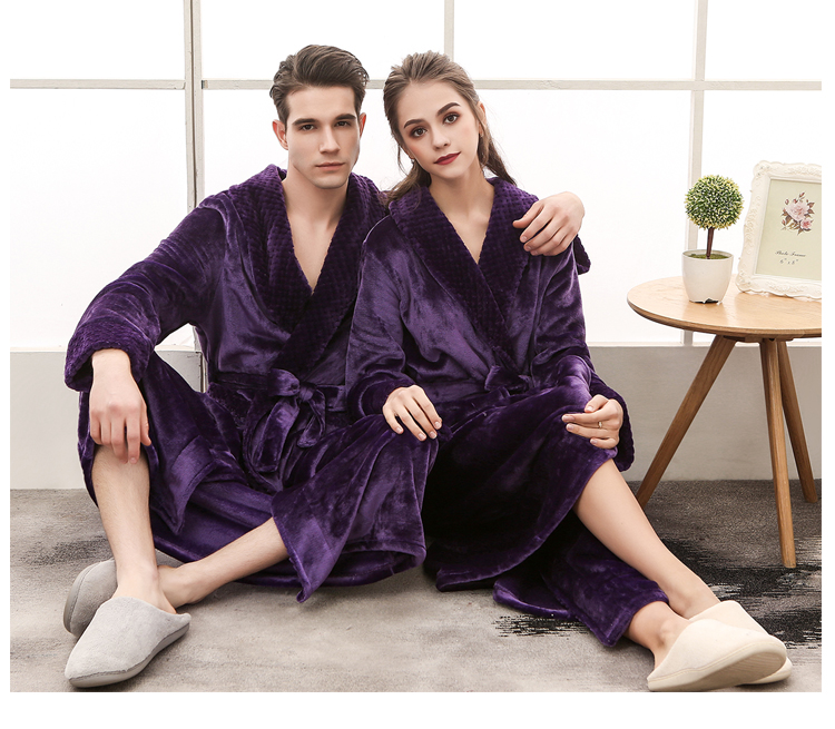 Flannel váy ngủ nữ mùa đông dày san hô lông cừu áo choàng tắm nam đồ ngủ kích thước lớn cộng với dịch vụ nhà mùa thu dài bộ đồ ngủ 2 dây