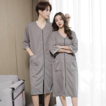 Thin zipper dressing gown Women summer sideline couple size loose bathrobe mens one piece pajamas wear