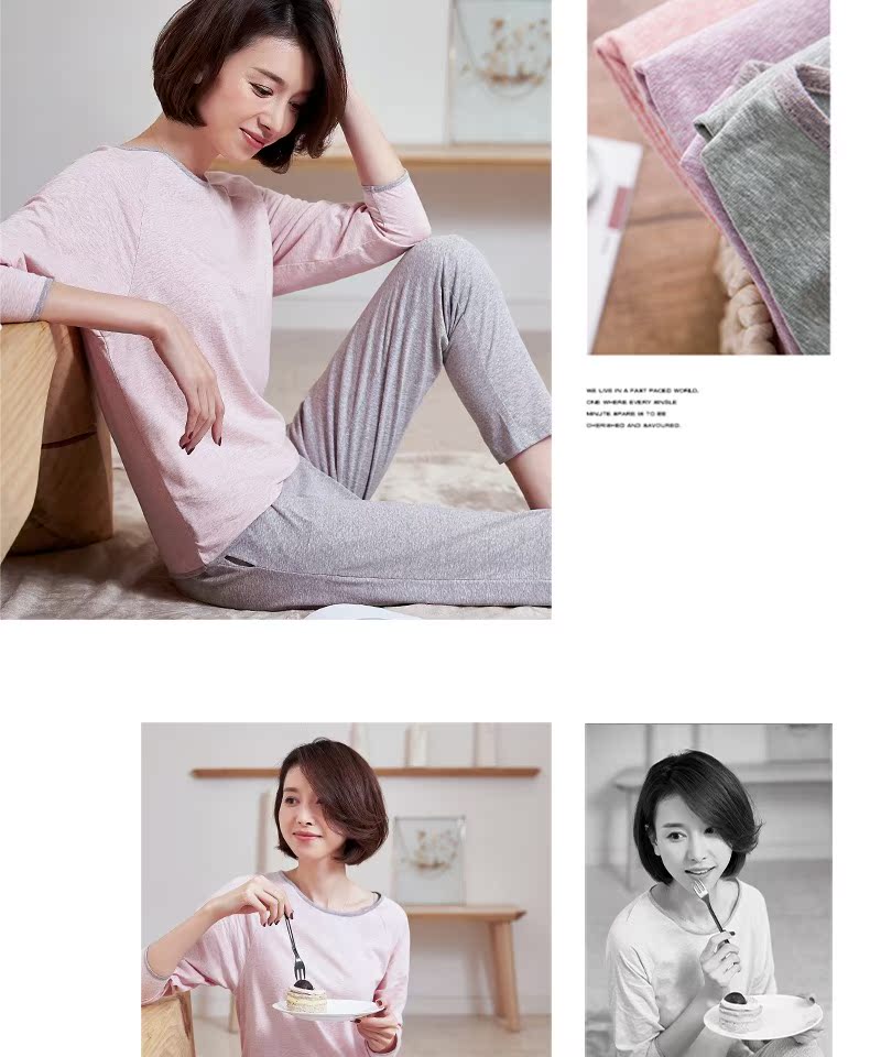 Bộ đồ ngủ cotton nữ dài tay lỏng lẻo Mùa hè mỏng mặc nhà mùa xuân mặc mùa xuân và mùa thu đồ bộ mặc nhà mùa hè