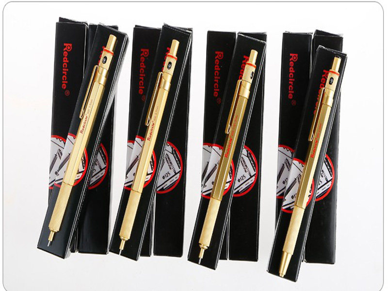 Red Ring 600 Mechanical Pencil All Metal Activity Pencil 0 5mm Cartoon Drawing Pencil Gold