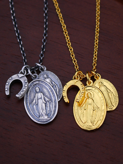 Big clumsy design solid horseshoe small pendant for men and women new s925 sterling silver retro gold-plated handmade original individual pendant