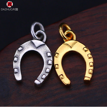 Simple Design Solid Horseshoe Pendant for Men and Women, New Style S925 Sterling Silver Vintage Gold-Plated Handmade Original Pendant