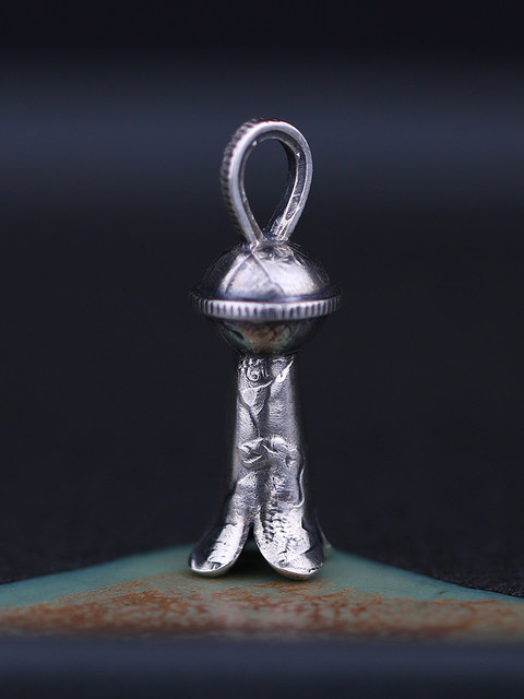 Large Mercury Silver Coin Pomegranate Flower Pendant 925 Pure Silver Handmade Coin Accessories Men's and Women's Retro Single Pendant