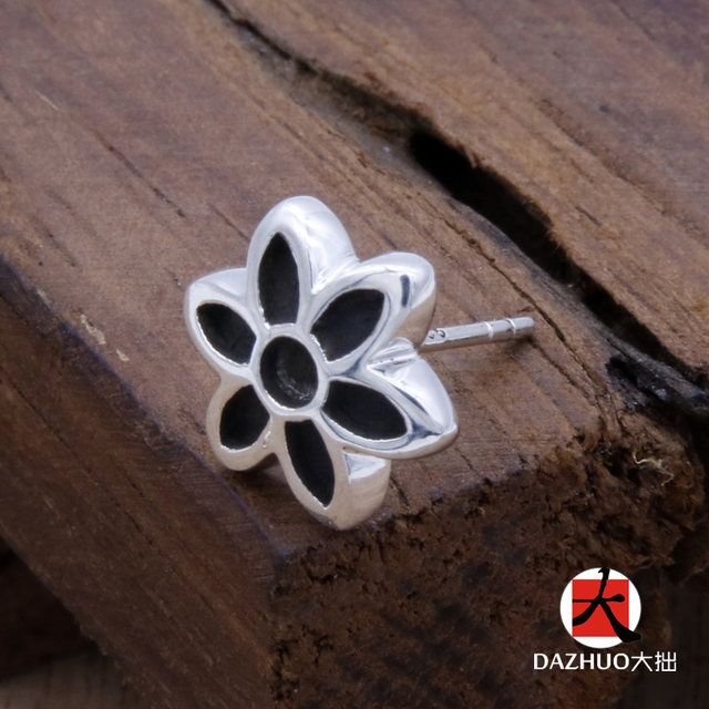 Da Zhuo's art goodart six-petal cherry blossom earrings for women 925 sterling silver temperament simple jewelry handmade silver jewelry