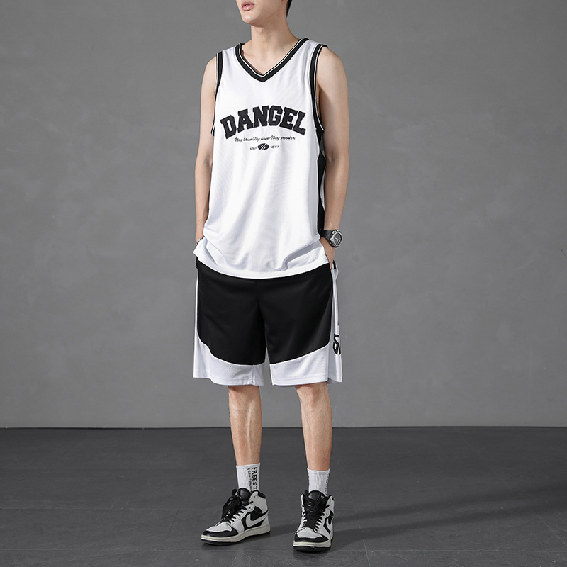 Sports Suit Men's Summer Basketball Uniform Competition Training Loose Ice Silk Quick-Drying Breathable Youth Vest Suit Men