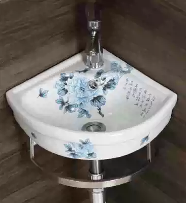 Corner wash basin hanging wall ceramic small apartment mini triangle wash basin balcony washbasin corner small