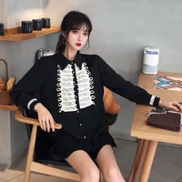 Phong cách thời trang Hong Kong retro chic cung cấp màu sắc thiết kế áo dài tay nữ mùa thu 2018 phiên bản Hàn Quốc mới của áo sơ mi phong cách Hồng Kông áo sơ mi caro