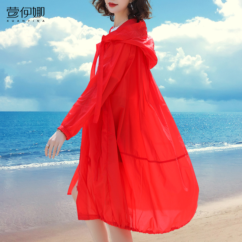 Sun Protection Clothing for Women, Beach Travel Windbreaker Jacket, Mid-Length 2026 Summer New Style, Loose, Breathable, Thin Sun Protection Clothing