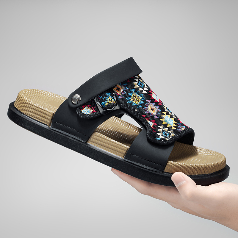 Sandals for Men, Summer Outdoor Wear, Sports, Driving, Casual Dual-Use, Soft Sole, Non-Slip, Embroidered Woven Vietnamese Beach Slippers for Men Sandals for Men, Summer Outdoor Wear, Sports, Driving, Casual Dual-Use, Soft Sole, Non-Slip, Embroidered Woven Vietnamese Beach Slippers for Men