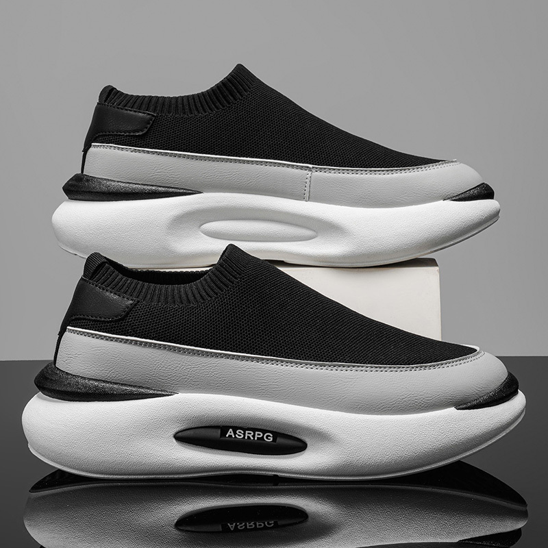 Men's Shoes 2026 New Summer Style Fly-Knit Mesh Breathable Trendy Thick-Soled Height-Increasing Casual Slip-On Sports Sock Shoes