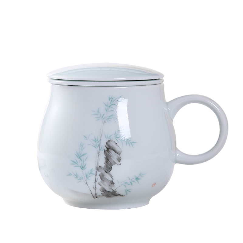 Jingdezhen ceramic cups with cover filter cup home take water cup kung fu tea cup tea cup hand - made of CPU